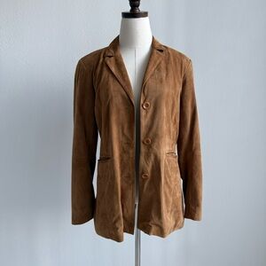 Tan Suede Button Up Blazer Jacket